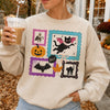 BOO! Spooky Season Halloween T-Shirt Vintage Black Cat and Bat Graphic Tee