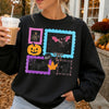 BOO! Spooky Season Halloween T-Shirt Vintage Black Cat and Bat Graphic Tee