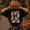Fall Cats Spooky Graphic T-Shirt Autumn Kitty Tee Gift for Cat Lovers