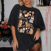 Fall Cats Spooky Graphic T-Shirt Autumn Kitty Tee Gift for Cat Lovers