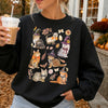 Fall Cats Spooky Graphic T-Shirt Autumn Kitty Tee Gift for Cat Lovers