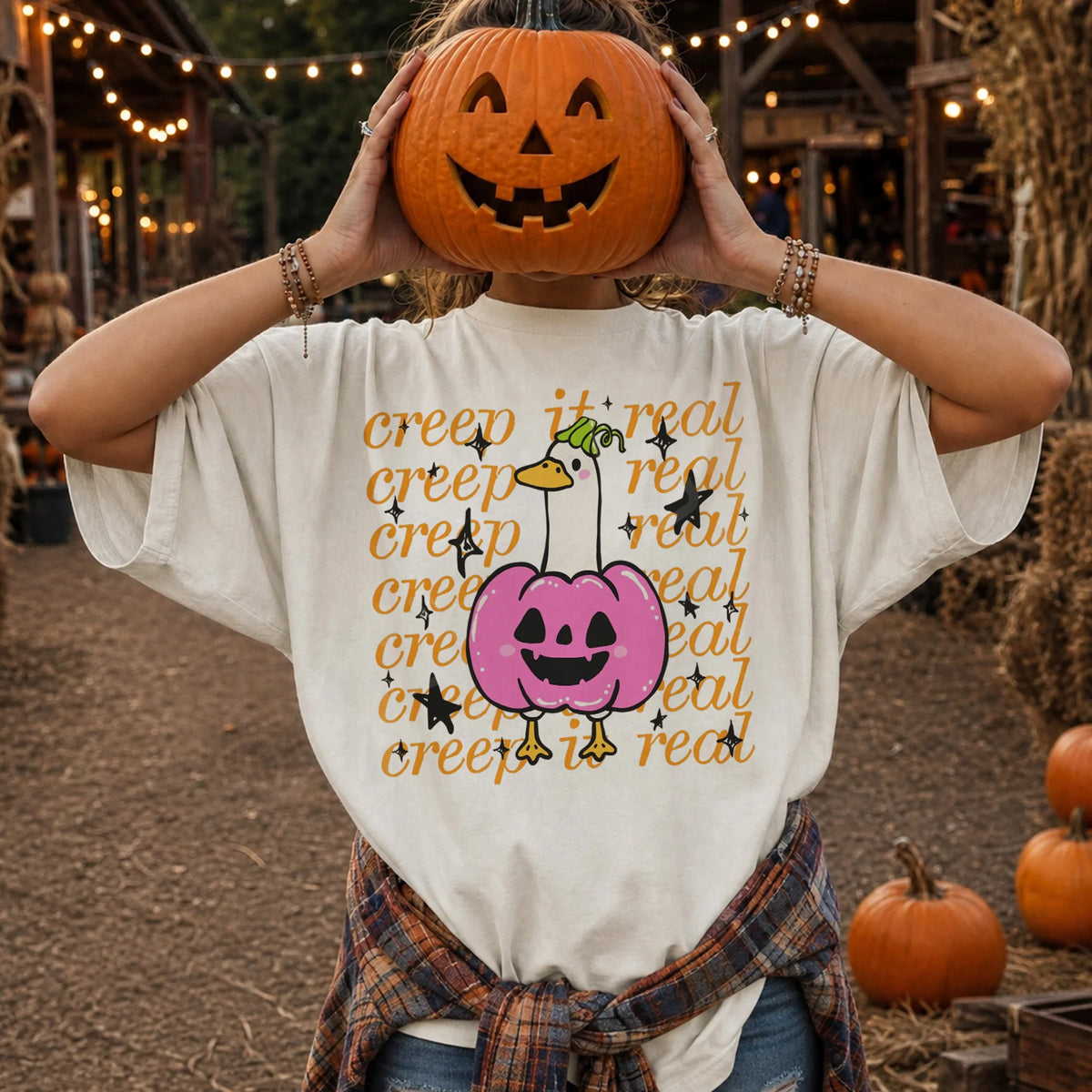 Creep It Real T-Shirt Funny Spooky Duck Pumpkin Graphic Tee
