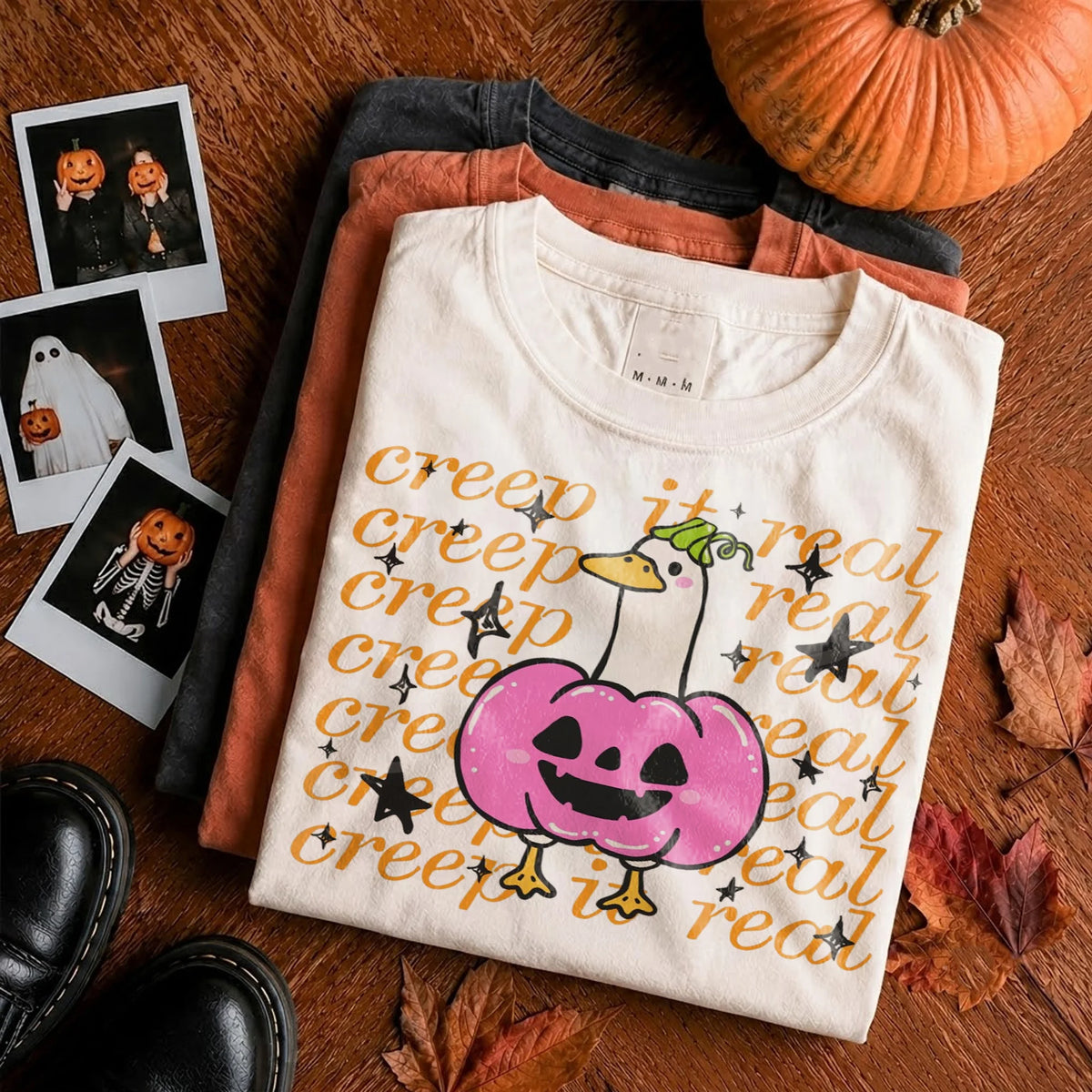 Creep It Real T-Shirt Funny Spooky Duck Pumpkin Graphic Tee