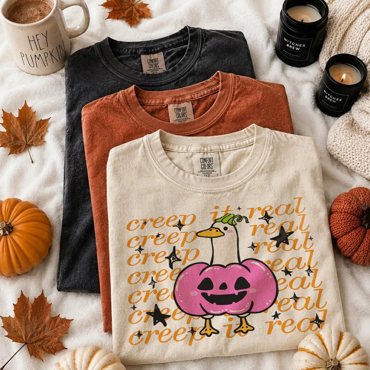Creep It Real T-Shirt Funny Spooky Duck Pumpkin Graphic Tee