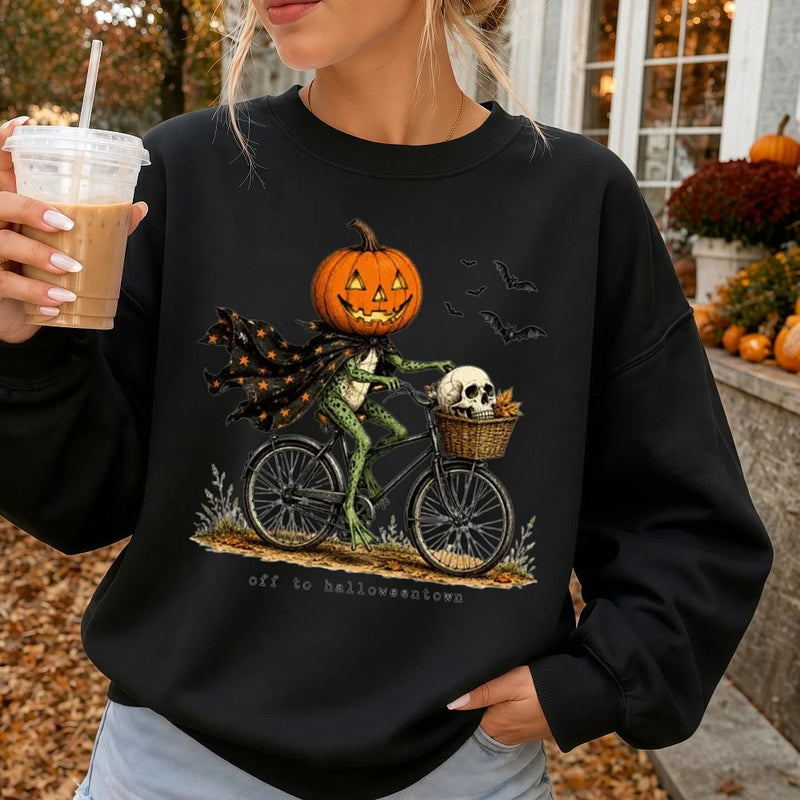 Off to Halloweentown Sweatshirt Retro Pumpkin Head Spooky Season Gift