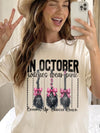 In October We Wear Pink Breast Cancer Awareness Tee Brooms Up Cancer Down Witch Shirt