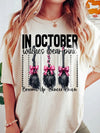 In October We Wear Pink Breast Cancer Awareness Tee Brooms Up Cancer Down Witch Shirt