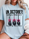 In October We Wear Pink Breast Cancer Awareness Tee Brooms Up Cancer Down Witch Shirt