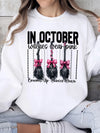 In October We Wear Pink Breast Cancer Awareness Tee Brooms Up Cancer Down Witch Shirt