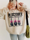 In October We Wear Pink Breast Cancer Awareness Tee Brooms Up Cancer Down Witch Shirt