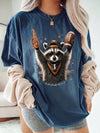 Football Raccoon Oversized Tee Funny Game Day Graphic T-Shirt