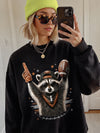 Football Raccoon Oversized Tee Funny Game Day Graphic T-Shirt