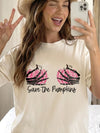 Save The Pumpkins Tee Pink Leopard Skeleton Hands Halloween Shirt