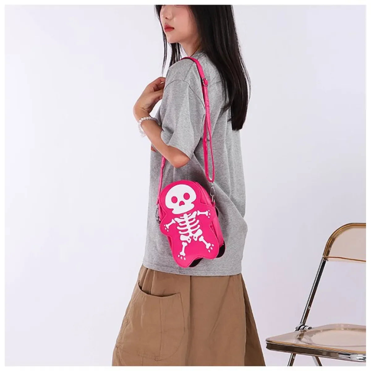 Cute Skeleton Gingerbread Crossbody Bag Spooky Kawaii Halloween Purse