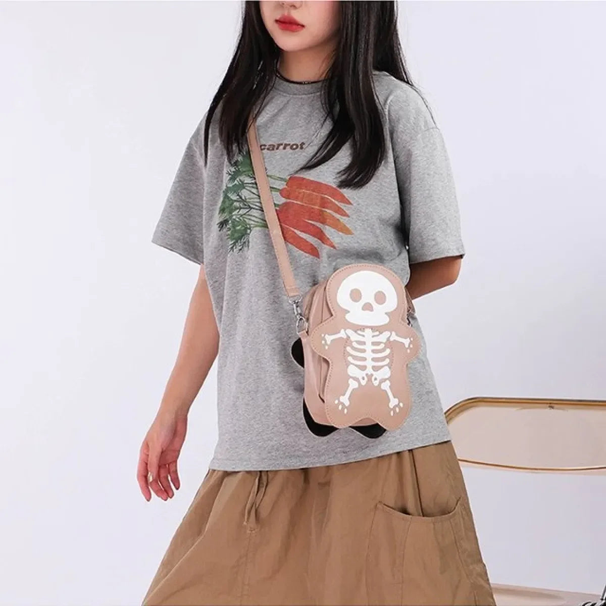 Cute Skeleton Gingerbread Crossbody Bag Spooky Kawaii Halloween Purse