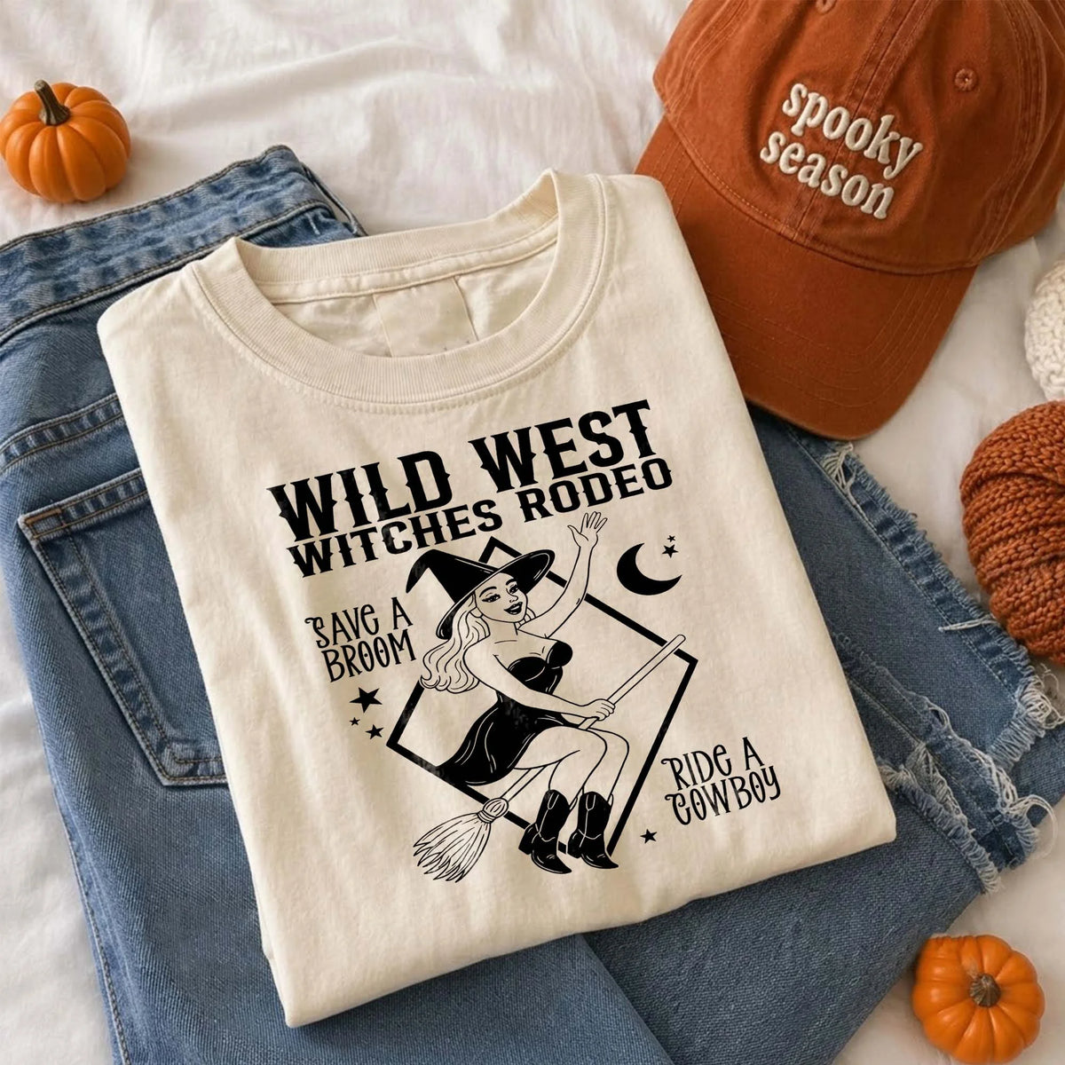 Wild West Witches Rodeo Tee Save a Broom Ride a Cowboy Western Witch T-Shirt