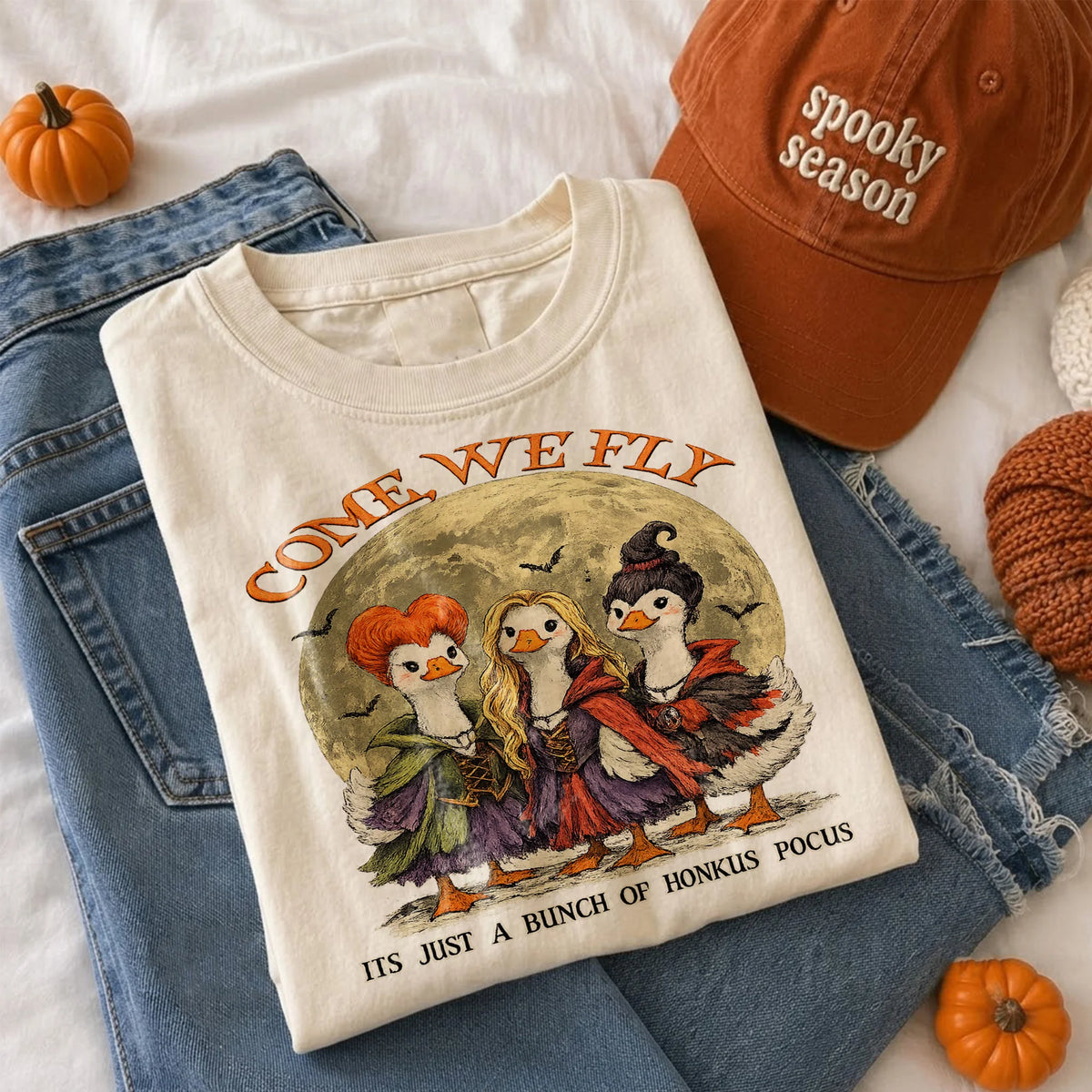 Come We Fly Hocus Pocus Halloween Tee Funny Honkus Pocus Geese Shirt