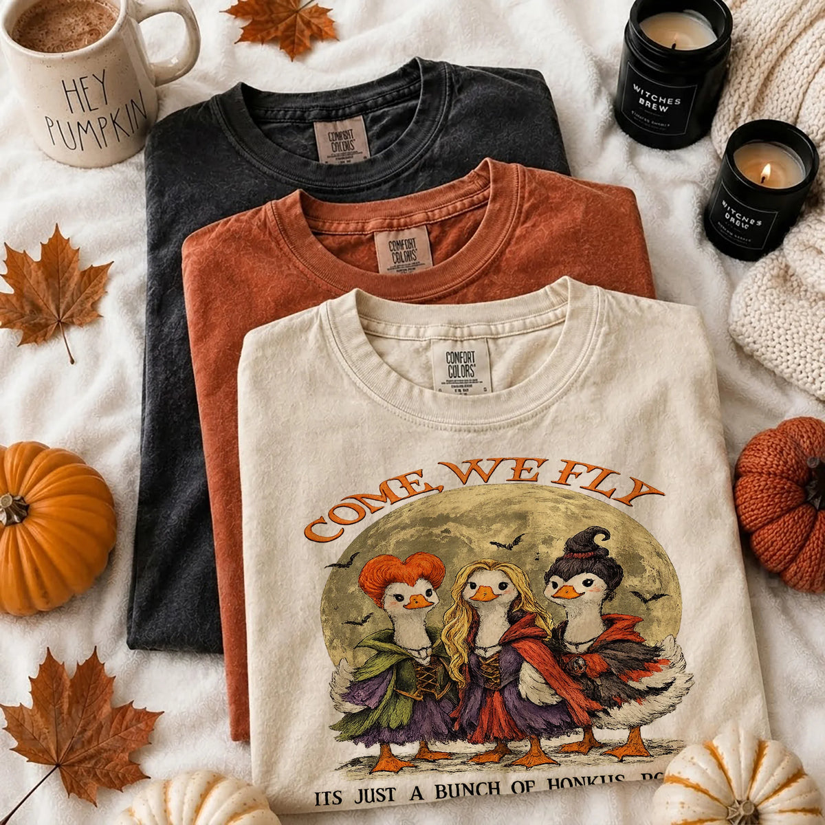 Come We Fly Hocus Pocus Halloween Tee Funny Honkus Pocus Geese Shirt