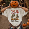 Hello Fall Vibes Retro Ghost T-Shirt Cozy Autumn Pumpkin Season Top