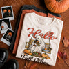 Hello Fall Vibes Retro Ghost T-Shirt Cozy Autumn Pumpkin Season Top