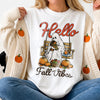 Hello Fall Vibes Retro Ghost T-Shirt Cozy Autumn Pumpkin Season Top