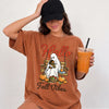 Hello Fall Vibes Retro Ghost T-Shirt Cozy Autumn Pumpkin Season Top
