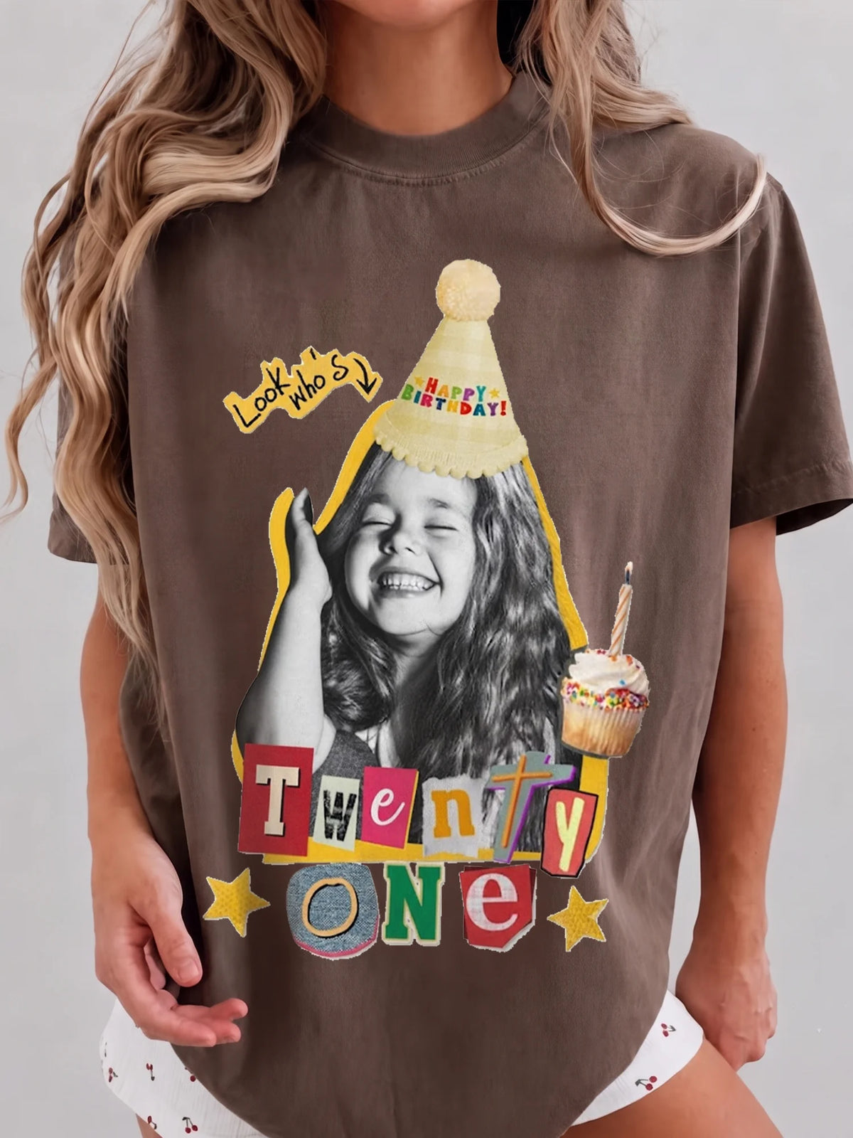 Custom Photo Happy Birthday Tee Look Who's Personalized Age Party Shirt