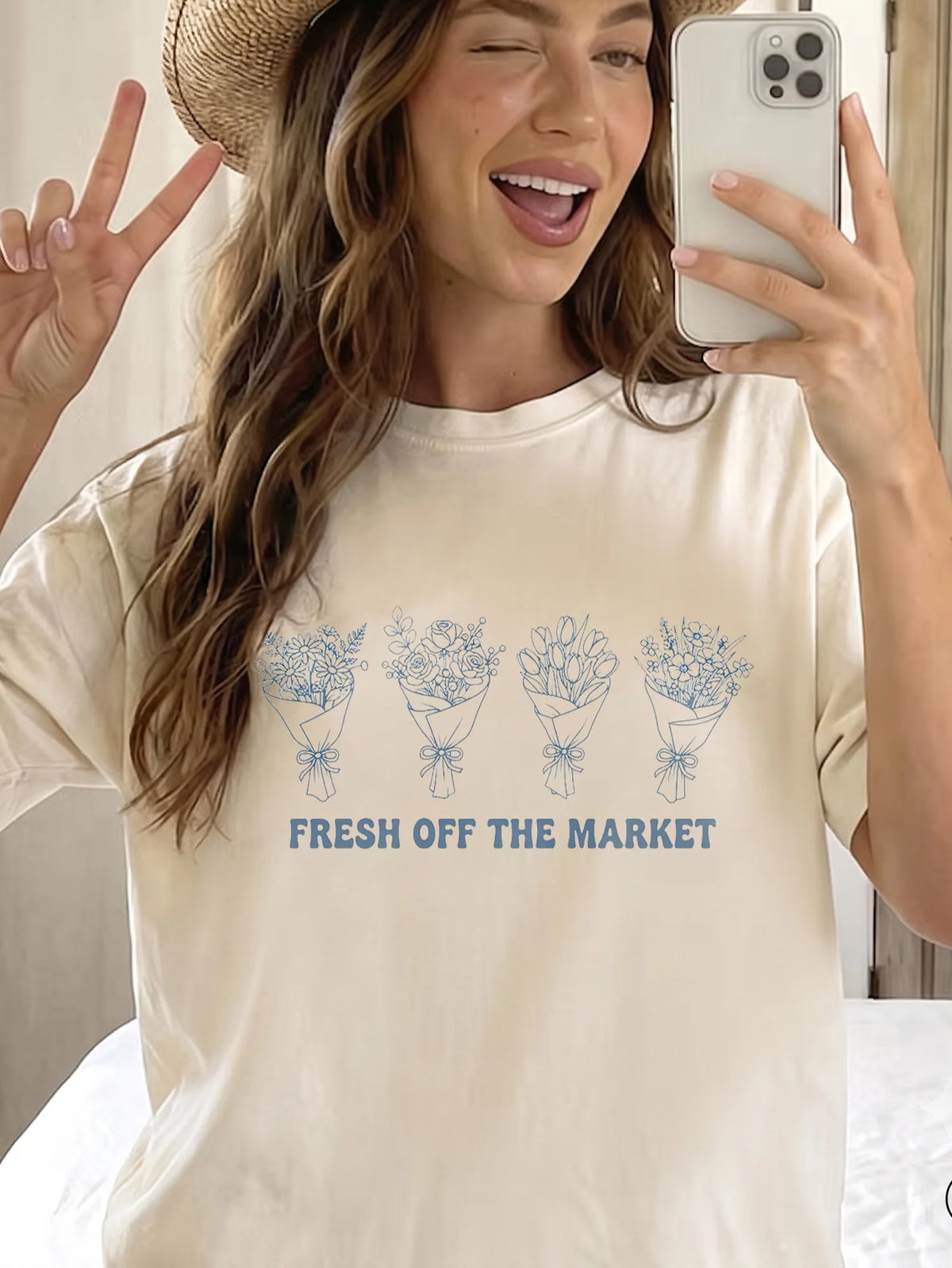 Fresh Off the Market Bridal Shower T-Shirt Floral Bouquet Shirt for Bride