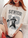 Senior Mom Personalized Football Tee Custom Name and Number Sports Shirt Gift