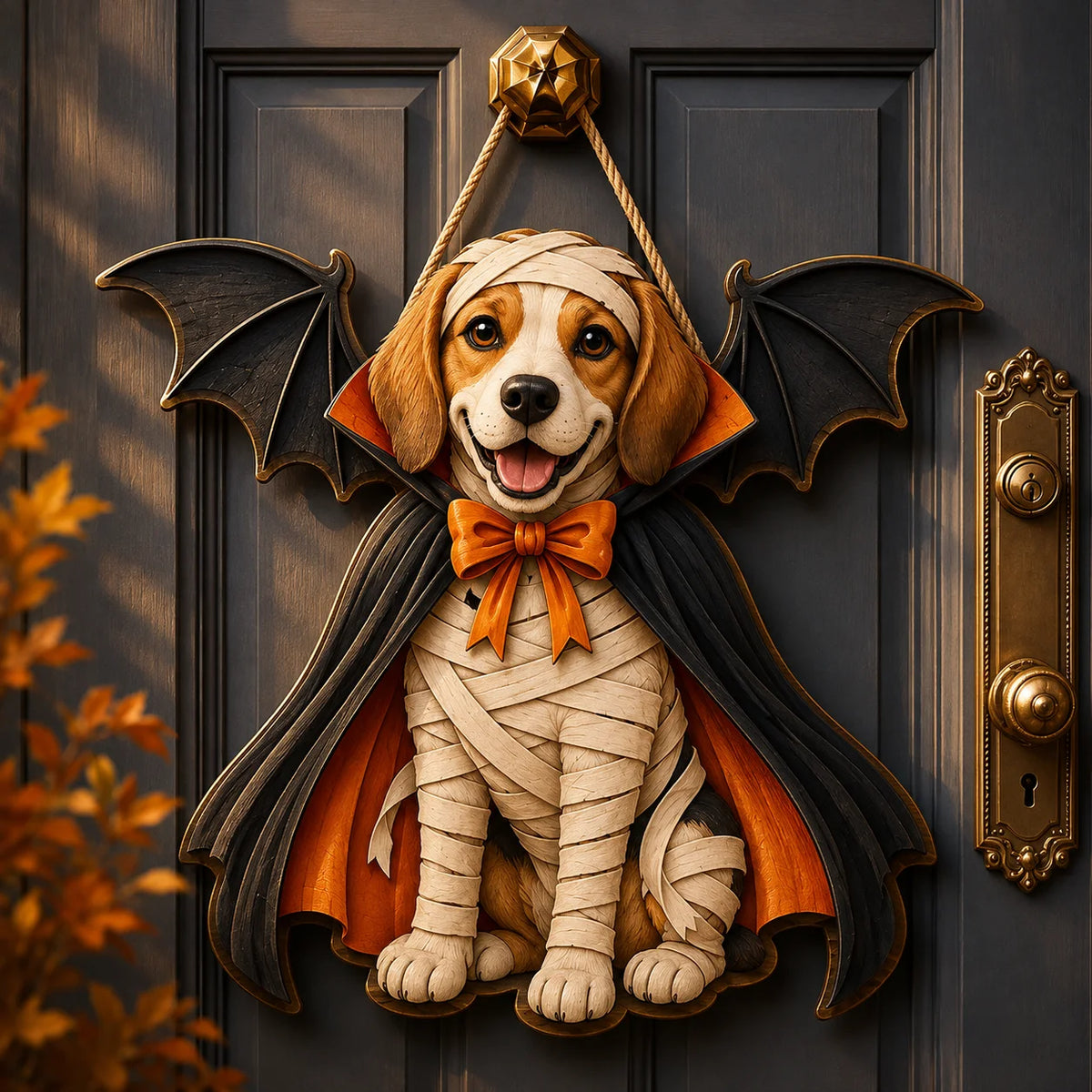 Witch Cat Door Hanger Custom Pet Halloween Portrait Decoration