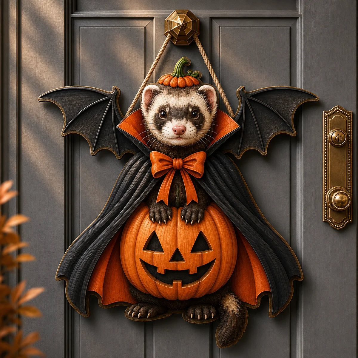 Witch Cat Door Hanger Custom Pet Halloween Portrait Decoration