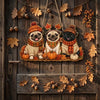 Grateful for Pugs Happy Harvest Hanging Wall Sign Fall Decor Gift for Dog Lovers