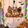 Grateful for Pugs Happy Harvest Hanging Wall Sign Fall Decor Gift for Dog Lovers