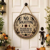 No Soliciting Violators Will Be Sacrificed To The Old Gods Hanging Wooden Door Sign For Gothic Decor