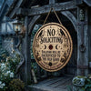 No Soliciting Violators Will Be Sacrificed To The Old Gods Hanging Wooden Door Sign For Gothic Decor