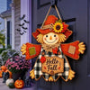 Hello Fall Door Hanger Rustic Farmhouse Scarecrow Autumn Porch Sign