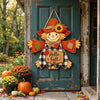 Hello Fall Door Hanger Rustic Farmhouse Scarecrow Autumn Porch Sign
