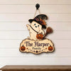 Personalized Halloween Ghost Family Name Hanging Door Sign Custom Fall Porch Decor