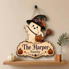 Personalized Halloween Ghost Family Name Hanging Door Sign Custom Fall Porch Decor