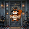 Halloween Witch Squirrel Welcome Door Hanger Sign for Fall Porch Decor