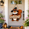 Halloween Witch Squirrel Welcome Door Hanger Sign for Fall Porch Decor