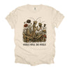 Girls Will Be Girls Praying Mantis T-Shirt Dark Humor Botanical Graphic Tee for Women