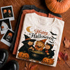 Vintage Retro Halloween Cute Cat Witches Shirt Kids Cauldron Fall Shirt