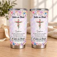 Personalized Sister in Christ Birth Flower Tumbler Custom Title Name - main product view