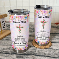 Personalized Sister in Christ Birth Flower Tumbler Custom Title Name - product view 6