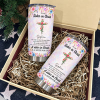 Personalized Sister in Christ Birth Flower Tumbler Custom Title Name - product view 7