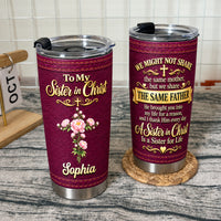 Personalized Sister in Christ Burgundy Floral Cross Name Tumbler - product view 6