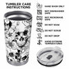 Customer in Austin, Texas wearing Skull and Floral Tumbler Gothic Dark Floral Sketch Art Stainless Steel Insulated Travel Coffee Cup w