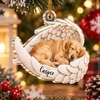 Close-up of Sleeping Angel Dog Ornament Personalized Pet Memorial Gift Golden Retriever Christmas Decoration for streetwear fans in Austin, Texas