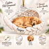 Customer in Austin, Texas wearing Sleeping Angel Dog Ornament Personalized Pet Memorial Gift Golden Retriever Christmas Decoration